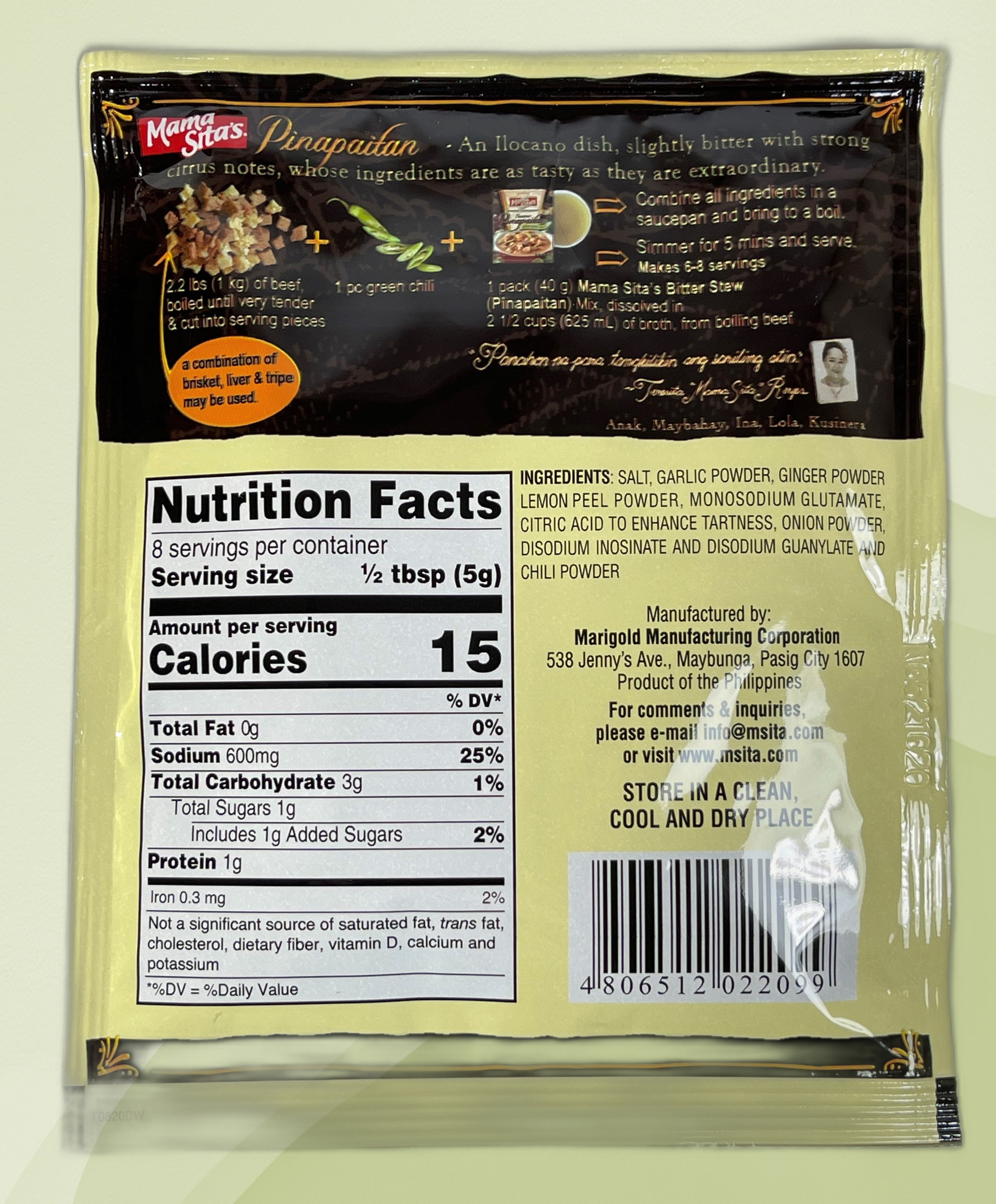 Mama Sita's Pinapaitan Soup Mix 25g