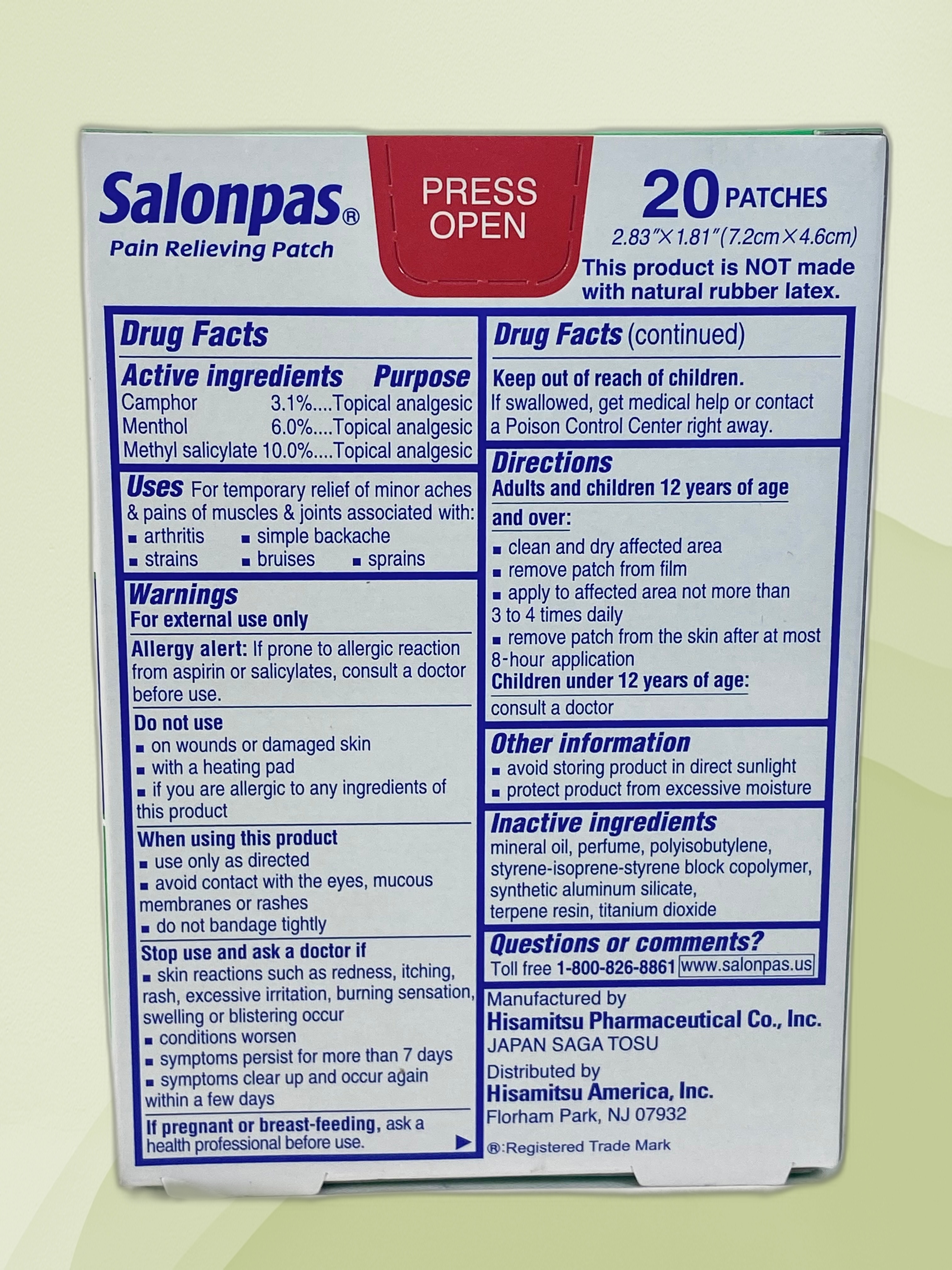 Salonpas Pain Relieving Patch 20pcs